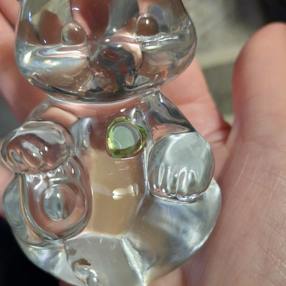 Fenton Clear Glass Birthstone Bear August Peridot - Picture 2 of 7